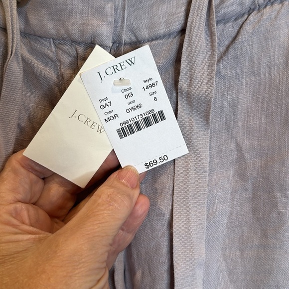 JCREW LINEN STRAIGHT LEG PANT CITY FIT DRAWSTRING WAIST NRW WITH TAGS SZ 6 - Picture 4 of 8